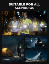 Running Lights for Runners with Reflective Straps, 500 Lumens 7 Modes & 45° Adjustable Running Light, IPX4 Waterproof Chest Running Light Vest for Night Running Hiking, 2-16h Use Time