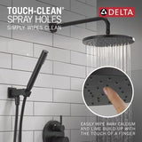 Delta Faucet Modern Raincan 2-Setting Shower Round System Including Rain Shower Head and Handheld Spray Black, Rainfall Shower System Brushed Black, Shower Valve Trim Kit, Matte Black 342702-BL