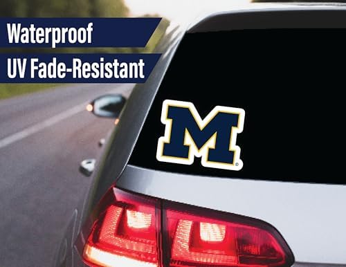Michigan Wolverines Stickers (14 Piece) University of Michigan Gifts for Men Football Fans for Car Laptop Water Bottle + 2 Large UofM Car Decals, 10 Water Bottle Size, 2 Keyboard Size