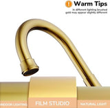 4 inch Brushed Gold Bathroom Sink Faucet with Pop-up Drain and 2 Supply Hoses, Stainless Steel Lead-Free 2-Handle Centerset Faucet for Bathroom Sink Vanity RV