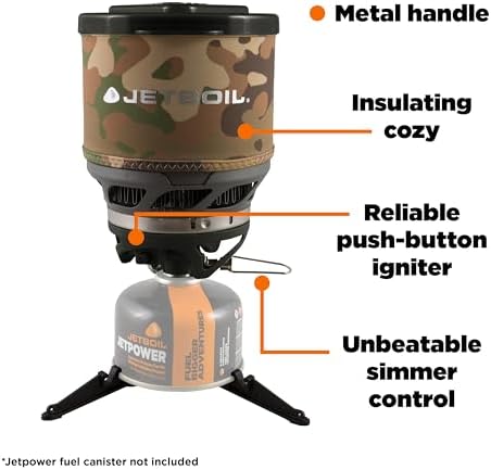Jetboil MiniMo Camping and Backpacking Stove Cooking System with Adjustable Heat Control