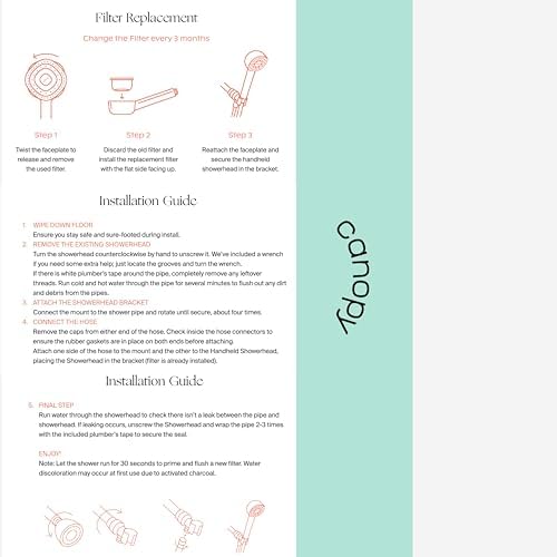 Canopy Handheld Filtered Shower Head & Scalp Massager - High Pressure Shower Head Filter for Hard Water - Shower Filter To Reduce Impurities for Healthier Scalp, Skin & Hair - Hair Growth - Nickel