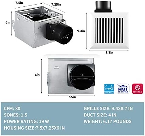 Tech Drive Very-Quiet 80 CFM, 1.5 Sone No Attic access Needed Installation Bathroom Ventilation and Exhaust Fan