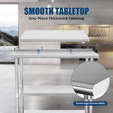 Chingoo Stainless Steel Work Table 24x36 Inch with 2 Adjustable Undershelves & Backsplash, Heavy-Duty Prep Table for Commercial Kitchen, Restaurant, Garage, Outdoor