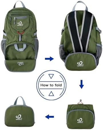 WATERFLY Small Lightweight Packable Backpack: 20l Ultra Light Foldable Travel Hiking Camping Daypack Day Pack for Man Woman