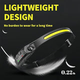 Headlamp 4 PCS, 230° Wide Beam Head Lamp, Motion Sensor LED Headlamp Rechargeable, 5 Mode Headlight Flashlight for Camping Fishing Hiking Gear, Bright, and Ideal for Hard Hats and Forehead Use!