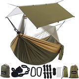 Sunyear Hammock Camping with Rain Fly Tarp and Net, Portable Camping Hammock Double Tree Hammock Outdoor Indoor Backpacking Travel & Survival, 2 Tree Straps,100% Waterproof