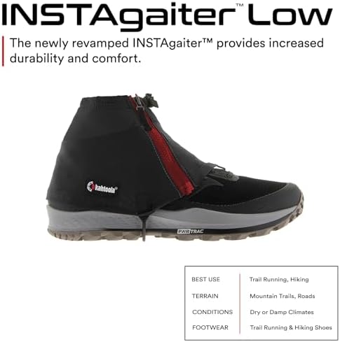 Kahtoola INSTAgaiter Low Gaiters for Hiking, Trail Running, Mountaineering, Hunting, Rocky Terrain, Mud, Snow & Ice