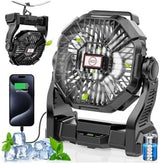 20000mAh Rechargeable Camping Fan with LED Lantern,Portable Battery Powered Outdoor Fan for Bedroom,Camping,Travel,Hiking,Beach,Office,Trave Accessories(Black)