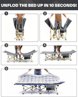 Sportneer Cots for Sleeping, Camping Cots for Adults with Mattress Max Load 450 LBS Heavy Duty Folding Portable Bed with Padded for Camping Tent Office Outdoor Travel Sleep Over