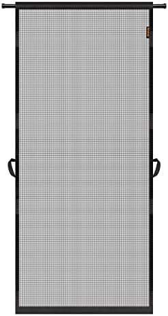MAGZO Hanging Screen Door, Fits Door Size 28" x 80" (Curtain Size 30'' x 81''), Upgraded Fiberglass Mesh Net with Tension Rod&Hook&Loop (One Piece Can be Installed in 2 Ways), Weighted Bottom, Grey