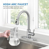 Arofa Kitchen Faucet with Pull Down Sprayer, Brushed Nickel Kitchen Sink Faucet Single Handle Stainless Steel for 1 or 3 Hole Farmhouse Laundry Utility Rv Bar Sinks