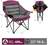 Oversized XL Padded Camping Chair w/Cell Phone Holder, Large Camp Lounge Chair, Foldable Lawn Chair w/Cup Holder,Carry Bag for Outdoor Hiking, Beach, Picnics, Heavy-Duty 400-lbs Capacity