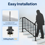 VIVOHOME 2-Pack Wrought Iron Hand Rails for Outdoor Steps – 40.6" Curved Ends and Safety Balusters Exterior Railing Kit for Porch, Deck, or Indoor Stairs (4-Step, Black)