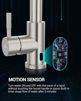 APPASO Touchless Kitchen Faucet, Motion Sensor Kitchen Sink Faucet with Pull Down ABS Sprayer 3 Modes, Activated Hands Free Faucets for Kitchen Sink with Soap Dispenser Stainless Steel, Brushed Nickel