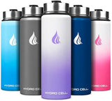 HYDRO CELL Stainless Steel Insulated Water Bottle with Straw - For Cold & Hot Drinks - Metal Vacuum Flask with Screw Cap and Modern Leakproof Sport Thermos for Adults (Lavender/White 24oz)