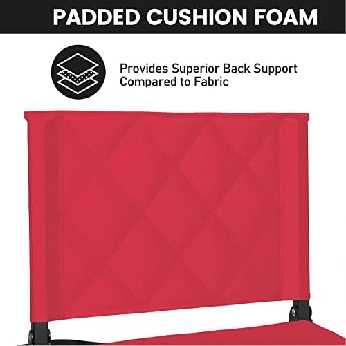 Sheenive Red Stadium Seats for Bleachers with Back Support, Padded Soft Comfy Backs and Cushion, Extremely Large and Portable