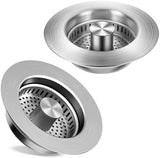 Kitchen Sink Drain Strainer 2 Pack, 304 Stainless Steel Pop Up Sink Stopper, Anti-Clogging Sink Drain Strainer for US Standard Kitchen Drain