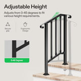 VIVOSUN Outdoor Handrail, 2 Step Stair Handrail, 26" x 36" Fits 1 to 2 Steps, Wrought Mattle Iron Stair Railing with Curved Ends and Balusters for Concrete Steps, Porch Steps, One-step Assembly, Black