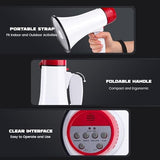 MyMealivos Portable Megaphone Bullhorn 20 Watt Power Megaphone Speaker Voice and Siren/Alarm Modes with Volume Control and Strap (White&Red)