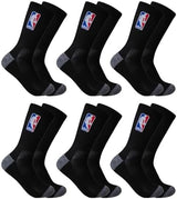 Ultra Game Men's NBA Official Athletic Cushioned Secure Fit Crew Socks-6 Pack