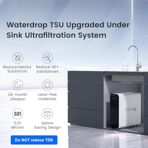 Waterdrop TSU 0.01μm Ultra-Filtration Under Sink Water Filter System, 3-Stage Tankless Undersink Water Filtration with Faucet, Smart Panel, No Waste Water, No Electricity Required, Does not Lower TDS