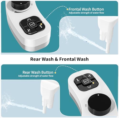 PIKETS Bidet Attachment for Toilet, Dual Nozzle (Frontal and Rear Wash) Non-Electric Fresh Water Bidet Toilet Seat Attachment with Nozzle Self Cleaning, Adjustable Water Pressure (Black)