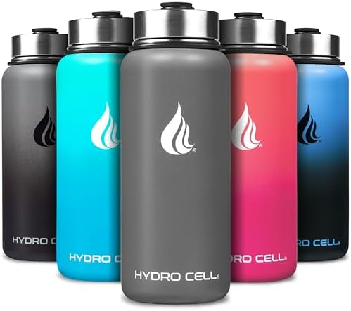 HYDRO CELL Stainless Steel Insulated Water Bottle with Straw - For Cold & Hot Drinks - Metal Vacuum Flask with Screw Cap and Modern Leakproof Sport Thermos for Adults (Graphite 32oz)