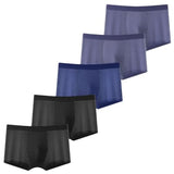 Men's Solid Color Casual Hollow Breathable Comfortable Boxer Briefs 5-Piece Set Set 4 L