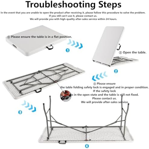 FWTI Deal 6 Feet Foldable Table, Built in Carrying Handle & Alloy Steel Legs, Heavy Duty Portable for Party, Dining, Wedding, Events, Picnic, Indoor, Outdoor, Camping, Utility, White