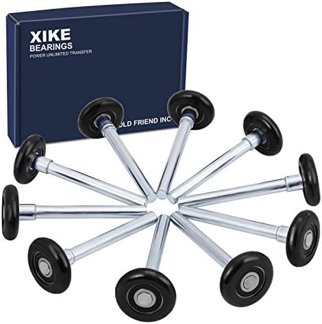 XiKe 10 Pack Black 2" Nylon Garage Door Roller 4" Stem, Quiet/Durable and High Load, Use 6200-2RS Double Seals Precision Bearings.