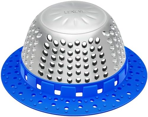 LEKEYE Shower Drain Hair Catcher/Shower Drain Cover/Drain Protector for Pop-Up & Regular Drains(Blue)