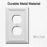 Single Duplex Outlet Cover Plate, 4-Pack White Adler Metal Wall Plate 1 Gang, Light Switch Cover, for Receptacle Light Switch, Switch Cover Decorative Wallplate, Durable
