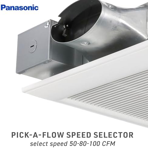 Panasonic WhisperValue Ceiling/Wall Mount Bathroom Exhaust Fan, 50-80-100 CFM, FV-0510VS1