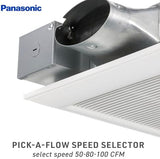 Panasonic WhisperValue Ceiling/Wall Mount Bathroom Exhaust Fan, 50-80-100 CFM, FV-0510VS1