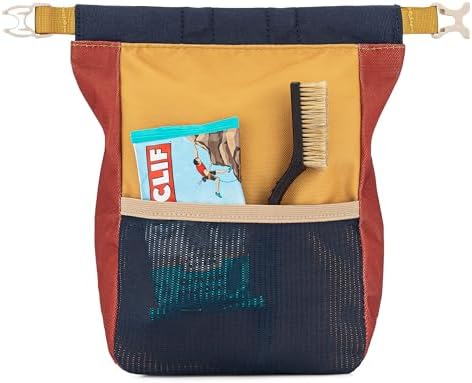 Crux Bouldering Chalk Bucket, Large Size Chalk Bag for Rock Climbing, Chalk Pot with Magnetic Closure, Zippered Pockets and Mesh Pouch for Climbers, Weightlifting, Gymnastics
