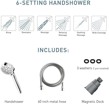 Moen Engage Magnetix Chrome 3.5-Inch Six-Function Detachable Handheld Showerhead with Magnetic Docking System, 26100