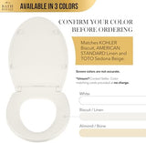 Elongated Toilet Seat BR501-01 Quiet Close, Stain-Resistant and Easy to Keep Clean, Heavy Duty, Fits All Toilet Brands, Executive Series -Biscuit/Linen