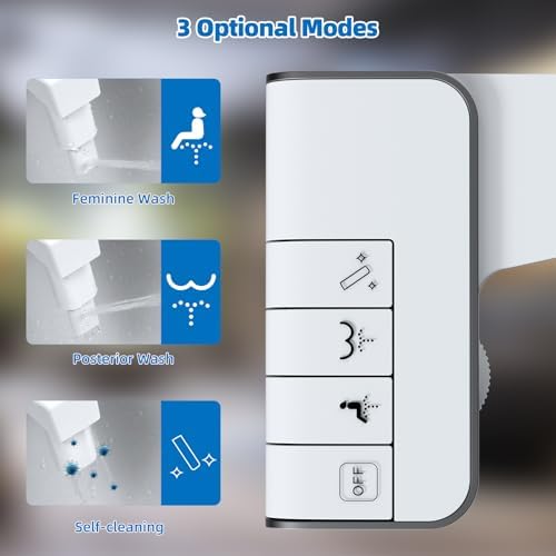 Hibbent Bidet Attachment for Toilet, Non-Electric Dual Nozzle for Frontal & Rear Wash, Adjustable Water Pressure Control, Fresh Water Bidet Toilet Seat, Self Cleaning Water Sprayer, Matte Black