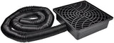 Low Profile Catch Basin Drain Kit Downspout Extender, 12"×12" Catch Basin Gutter Downspout Extensions with 2" ID Flexible Pipe, Pipe Stretched Length 16.4ft, Rainwater Drainage System