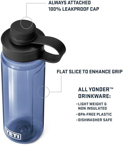 YETI Yonder Water Bottle with Yonder Tether Cap, Lightweight, Leakproof and BPA-Free