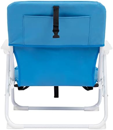 Outvita Lightweight Folding Beach Chair, Portable Arm Chair with High Strength Cleanable Fabric for Sand Camping Lawn Concert Travel Festival Blue,Heavy Duty Supports 220lbs