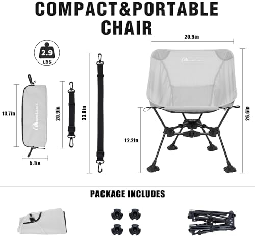 MOON LENCE Portable Camping Chair Backpacking Chair - The 4th Generation Ultralight Folding Chair - Compact, Lightweight Foldable Chairs for Hiking Mountaineering, Beach