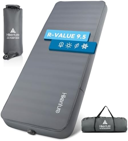 Hikenture 4 INCH Thick Self Inflating Sleeping Pad with 9.5 R Value, Comfort Plus Camping Mattress with Pump Sack, Inflatable Foam Insulated Camping Pad, Portable Camping Mat for 4-Season