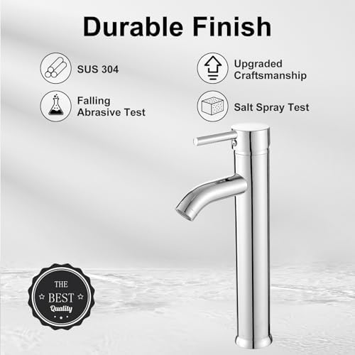 Bathroom Vessel Sink Faucet Modern Basin Mixer Tap Chrome Tall body Single Handle One Hole Lavatory Faucet