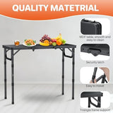 FUNYKICH 3ft Camping Folding Table with 3 Adjustable Height, Portable Picnic Tables, 34.2'' Lx15.7'' W Lightweight Aluminum Outdoor Table with Carry Handle for Camping, Picnic, Backyard, BBQ, Black