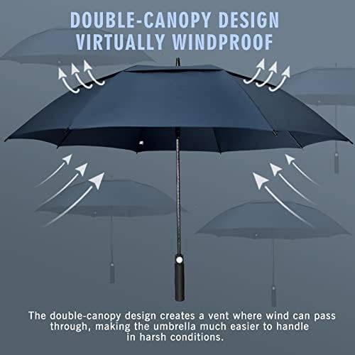 ZOMAKE Automatic Open Extra Large Golf Umbrella 51/54/62/68 Inch, Double Canopy Vented Windproof Oversize Stick Umbrellas for Rain