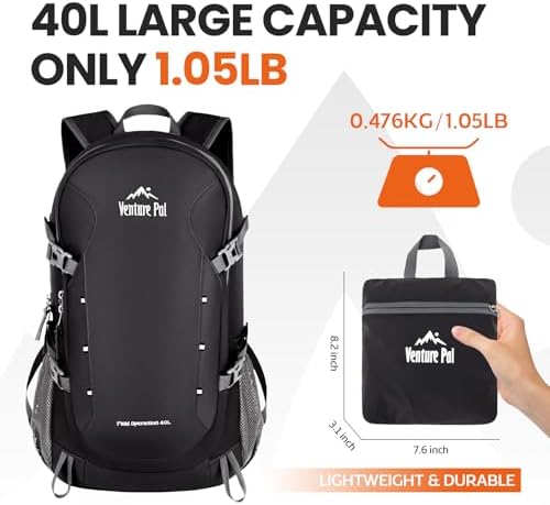 Venture Pal 40L Lightweight Packable Travel Hiking Backpack Daypack