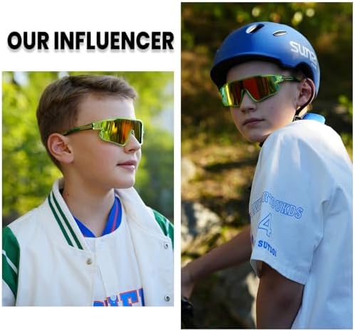 DUCO Kids Sunglasses Youth Baseball Sun Glasses Lightweight TR90 Frame UV400 Sports Cycling Shades for Boys Girls DK268