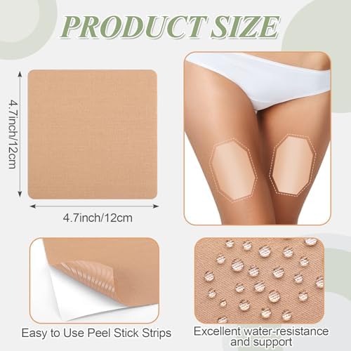 50 Pcs Thigh Lift Tape Waterproof Tummy Lifting Body Tape Elastic Anti Chafing Friction Adhesive Patches for Women Inner Thigh Sagging Loose Skin Flat Stomach Back Fat Belly